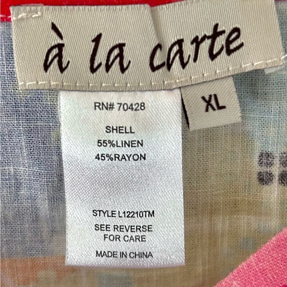 À LA CARTE Colorful Linen Abstract Print Tunic Top Boho Lagenlook Art to Wear XL - Picture 11 of 16